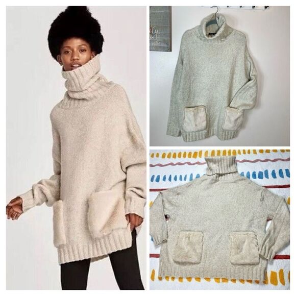 ZARA KNIT SWEATER 7% ALPACA - Picture 1 of 10